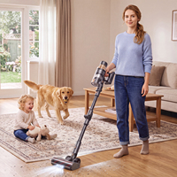 Aspirateur balai sans fil 600W, autonomie 95 min, écran tactile intelligent, aspirateur à main avec brosse pour poils d'animaux pour tapis/animaux