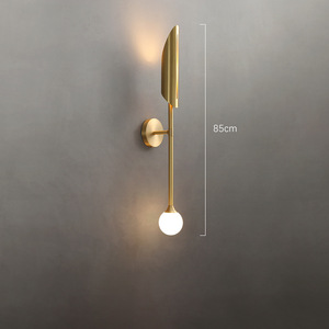 Applique murale de style nordique de luxe, entièrement en cuivre, design minimaliste postmoderne, créatif, pour salon, chambre à coucher, mur d'arrière-plan de télévision - Product Image 3