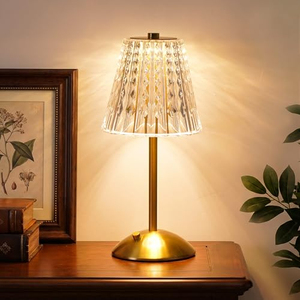 Lampes de table LED sans fil rechargeables en cristal, style nordique européen, pour restaurant, bureau, avec commande tactile, décoration intérieure - Product Image 1