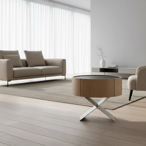 Table de chevet ronde minimaliste <span class=keywords><strong>moderne</strong></span> en bois massif et tissu pour suite de spa et <span class=keywords><strong>décoration</strong></span> de chambre de luxe - Product Image 2