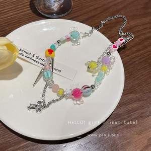 Collar <span class=keywords><strong>de</strong></span> amor con cuentas <span class=keywords><strong>de</strong></span> colores para <span class=keywords><strong>Instagram</strong></span> <span class=keywords><strong>de</strong></span> mujer Diseño moderno y <span class=keywords><strong>de</strong></span> nicho, lujo ligero y lujo, cadena <span class=keywords><strong>de</strong></span> cuello versátil - Product Image 4