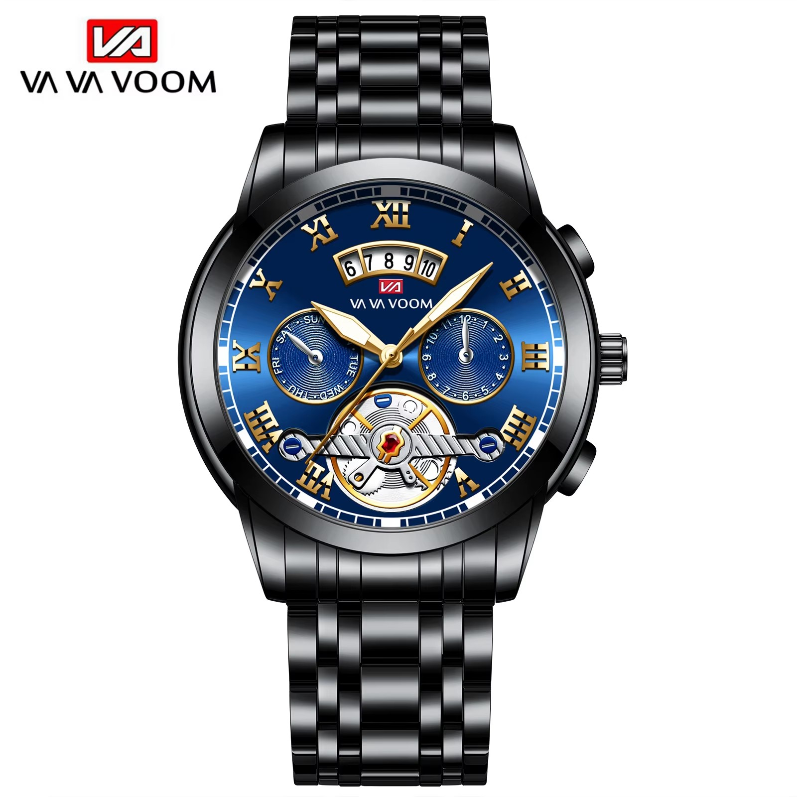 Black case blue dial