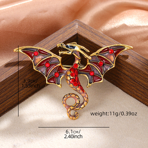YINI Fabricant Personnalisé Vibrant Écologique En Alliage De Zinc Strass Incrusté Résine Dragon Broche Fantaisie Bijoux pour Cosplay - Product Image 5