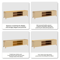 Meuble TV en bois massif de style nordique, luxe léger, minimaliste japonais, combinaison table basse pour appartement et maison