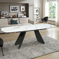Table à manger de luxe moderne au design nordique, de haute qualité, extensible, réglable en hauteur, carrée, en verre fritté, pour hôtel et maison