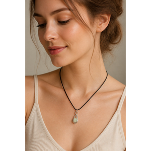 Kalung Liontin Manik Batu Vintage Bercahaya dalam Gelap, Liontin Kandang, Tali Lilin Hitam, Gaya Bohemian, Hadiah Perhiasan untuk Pria Wanita - Product Image 5