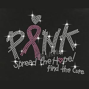 Ruban rose personnalisé strass transferts Hotfix femmes <span class=keywords><strong>Cancer</strong></span> du sein Motif cristal strass fer sur pour chemise - Product Image 5