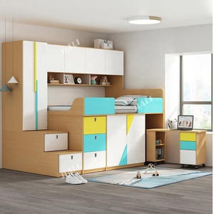 Bộ Phòng Ngủ Trẻ Em Kết Hợp Giường Đôi Bằng Gỗ Đầy Đủ Với Ngăn Kéo Giường Tầng Cho Trẻ Em Letto <span class=keywords><strong>A</strong></span> Castello Cỡ Lớn Có Bàn Học - Product Image 2