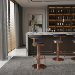 Luxury Modern Polished Metal <b>Bar</b> <b>Stool</b> Durable Construction <b>Comfortable</b> Cylindrical Backrest for Home Dining and <b>Bar</b> Areas - Product Image 3