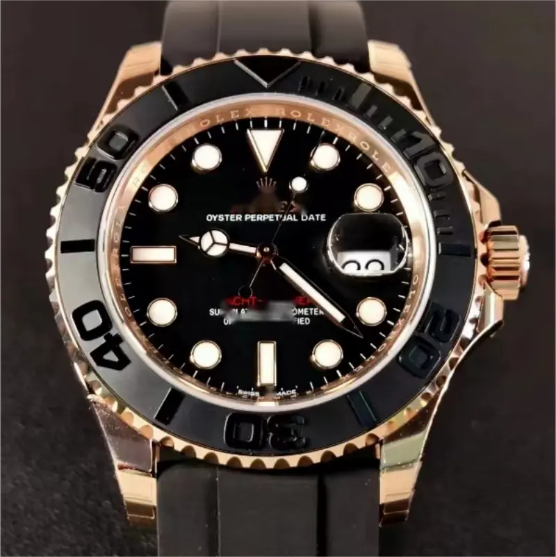 Rolexes jam tangan 3 kecil otomatis, arloji gerakan sabuk karet kronograf 7750 merek terkenal
