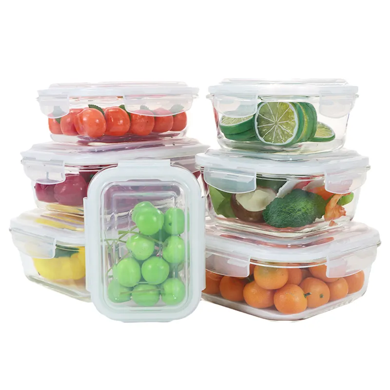 24 Stuks 3 Stuks Containers Maaltijd Prep Lunchbox Glass Food Safe Bento Bruin Opslag Gemaakt Van Glas Voor Behoud