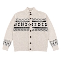 Nouveau Cardigan Rétro Jacquard en Polyester/Nylon pour Homme, Coupe Ample, Col Roulé, Manches Longues, Épais, Collection Automne 2026