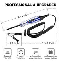 Luz de prueba automotriz, probador de circuitos LED digital de 3-60 V, resistente, con voltímetro