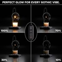 Lampe de table gothique noire à motif crâne avec minuterie et variateur d'intensité, chauffe-bougie personnalisé pour bougies en pot