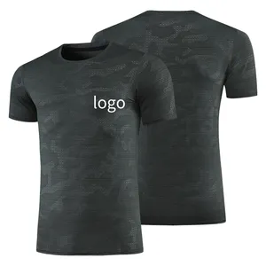 Hızlı kuru erkekler koşu tişörtü Fitness spor Top spor eğitimi gömlek nefes koşu gündelik spor giyim baskı gömlek 242
