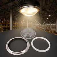 Vente en gros de lentilles en verre LED de 100 mm avec anneau métallique et joint d'étanchéité en silicone, directement de l'usine pour les spots LED / éclairages encastrés