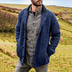 Men's <b>Cardigan</b> Knit Sweater Long Sleeve Solid Color Slim Fit Autumn Winter Wear - Product Image 4