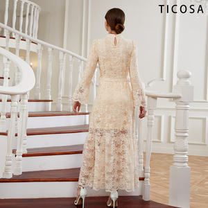 TICOSA Night <span class=keywords><strong>Club</strong></span> blanco invitado señoras vestidos de encaje Casual playa <span class=keywords><strong>Sumer</strong></span> largo elegante Simple Natural personalizado modesto Sexy sólido verano - Product Image 6