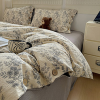 Ensemble de literie vintage à motifs floraux, 100% coton certifié OEKO-TEX, housse de couette 3 pièces pour la décoration de la chambre à coucher
