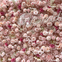 Promesse Rose Chaude Fleur Mur Rose Rose et Babybreath Fleur Artificielle Mur Plafond De Luxe Rose Board