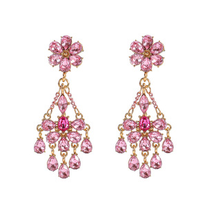 Boucles d'oreilles vintage à longues pampilles rouges florales serties de diamants, boucles d'oreilles originales - Product Image 6