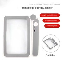 New Foldable Square Handheld Magnifying Glass USB Charging 10 LEDs Three Light-level Settings Battery-level Indicator