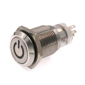 Interruptor de encendido y apagado autoblocante momentáneo <span class=keywords><strong>12V</strong></span> 16mm Interruptor de botón pulsador de metal 12mm sin Led - Product Image 3