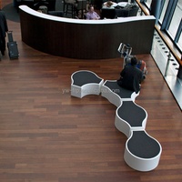 Banc-fleurier ovale moderne en fibre de verre, écologique, pour espaces publics (centre commercial, parc) et usage commercial