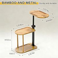 Plateau de bain multifonctionnel autoportant en bambou, fin, écologique, réglable en hauteur, à 3 niveaux, pour salle de bain