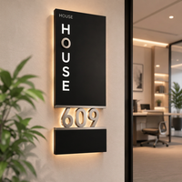 Plaque de porte d'hôtel personnalisée en fer avec rétroéclairage LED, numéro de chambre, plaque de numéro de maison, écologique, résistante à l'eau, décoration