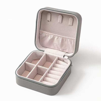 Boîte de rangement pour bijoux en PU mini premium 10x10x5cm, étui de présentation avec fermeture éclair, boîte de voyage portable, impression de logo personnalisée, utilisation pour cadeau