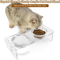 Support de Nourriture Portable de Luxe en Acrylique Transparent pour Animaux de Compagnie, Écologique, avec Gamelle Séparée pour Chiens et Chats - Vente en Gros Usine