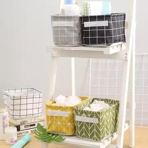 Custom Simple Geometric Pattern Square Felt <b>Storage</b> Basket Foldable <b>Kitchen</b> and Office Organizer - Product Image 2