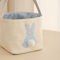 Paniers de Pâques en toile avec poignée, paniers cadeaux pour la chasse aux œufs de Pâques, en gros pour enfants, seau de rangement mignon avec oreilles de lapin et rayures