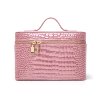 Élégante trousse de toilette et boîte à bijoux imperméable grande capacité motif crocodile avec plateau amovible et poignée supérieure pour femme, idéale pour les voyages et comme cadeau