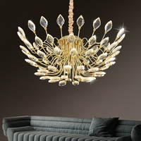 Lustre moderne de luxe en cristal doré, design suspendu, luminaire pour salon, salle à manger, décoration d'hôtel