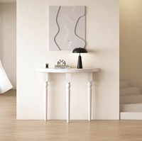 Table console noire courbée en forme de demi-lune, table d'entrée moderne étroite pour couloir, salon, entrée