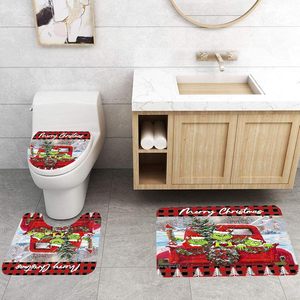 4 Uds. Accesorios de baño de Navidad antideslizantes en forma de U alfombrilla de baño y tapa de inodoro decoración del hogar Stock Material de PC - Product Image 5