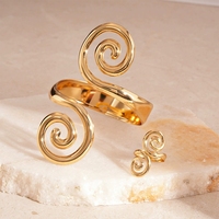 Ensemble de bijoux de mode pour femmes en deux pièces géométrique plaqué or en alliage de zinc bracelets porte-bonheur moustique bobine anneau Style