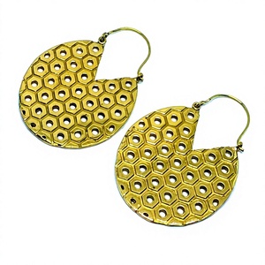Women's <b>Boho</b> Design Gold Plated Brass Hoop Earrings Lightweight Trendy Vintage 925 Sterling Silver Copper Mainly Stainless Steel - Product Image 2