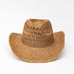 Sombrero Vaquero Occidental de Paja Tejida <span class=keywords><strong>a</strong></span> Crochet, Unisex, Diseño Transpirable para las Cuatro Estaciones, Venta al Por Mayor - Product Image 3