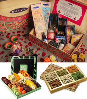 Emballage de bonbons décoratif imprimé de logo personnalisé emballage vide de fruits secs Diwali pour dattes boîte de papier cadeau de fruits secs chocolat