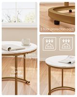 Tables basses modernes et durables, ensemble de 2 tables gigognes amovibles, pieds en métal doré, plateau en marbre blanc, salon