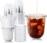 Gobelet personnalisable avec logo pour boissons froides d'été – Gobelet jetable en plastique pour café glacé, jus, smoothies et crèmes glacées
