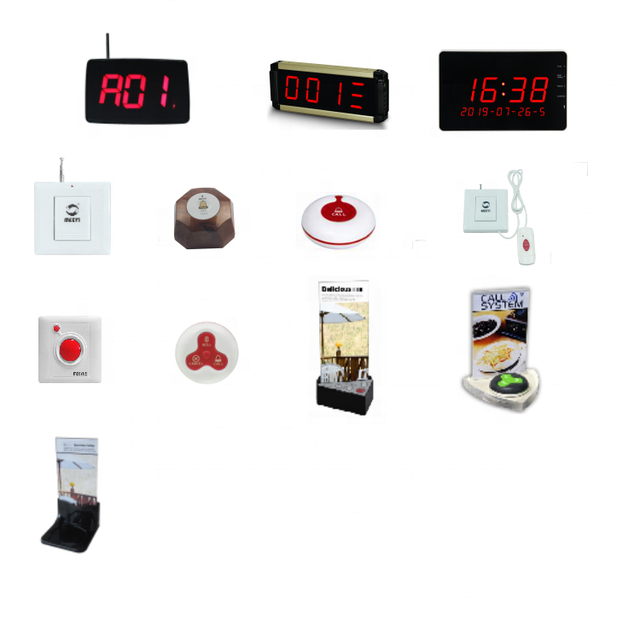 Pager System Restaurant Buzzer Wireless Waiter Call Buttons Customer Service System Paired with Desk Bell