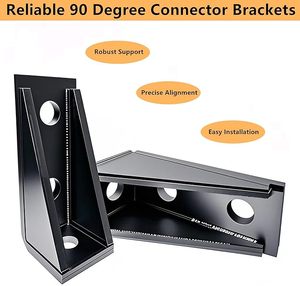 HENENG 4 pièces de raccords à goussets à 90 degrés pour canal de 1-5/8 po, supports de connexion à angle droit à 3 trous, acier de 5,7 mm d'épaisseur - Product Image 5