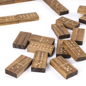 Mini Wooden Dominoes Set Classic Double 6 Domino Game In A Wooden Case Educational Board Games