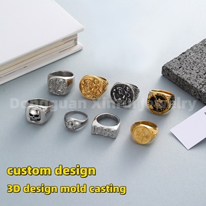 卸売女性男性ジュエリーロゴ刻印カスタムチャンピオンシップリングハートラウンドシグネットリングステンレス鋼ファッションリング - Product Image 3