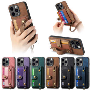 Étui portefeuille avec porte-cartes pour iPhone 15, bracelet en cuir PU rétro, béquille, couverture de téléphone pour iPhone 15 Pro Max - Product Image 1