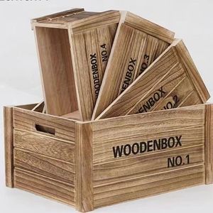 Wooden Crate <b>Storage</b> Box <b>Stackable</b> Rectangular Wood Box For Home Organization Multipurpose Decorative <b>Container</b> - Product Image 2